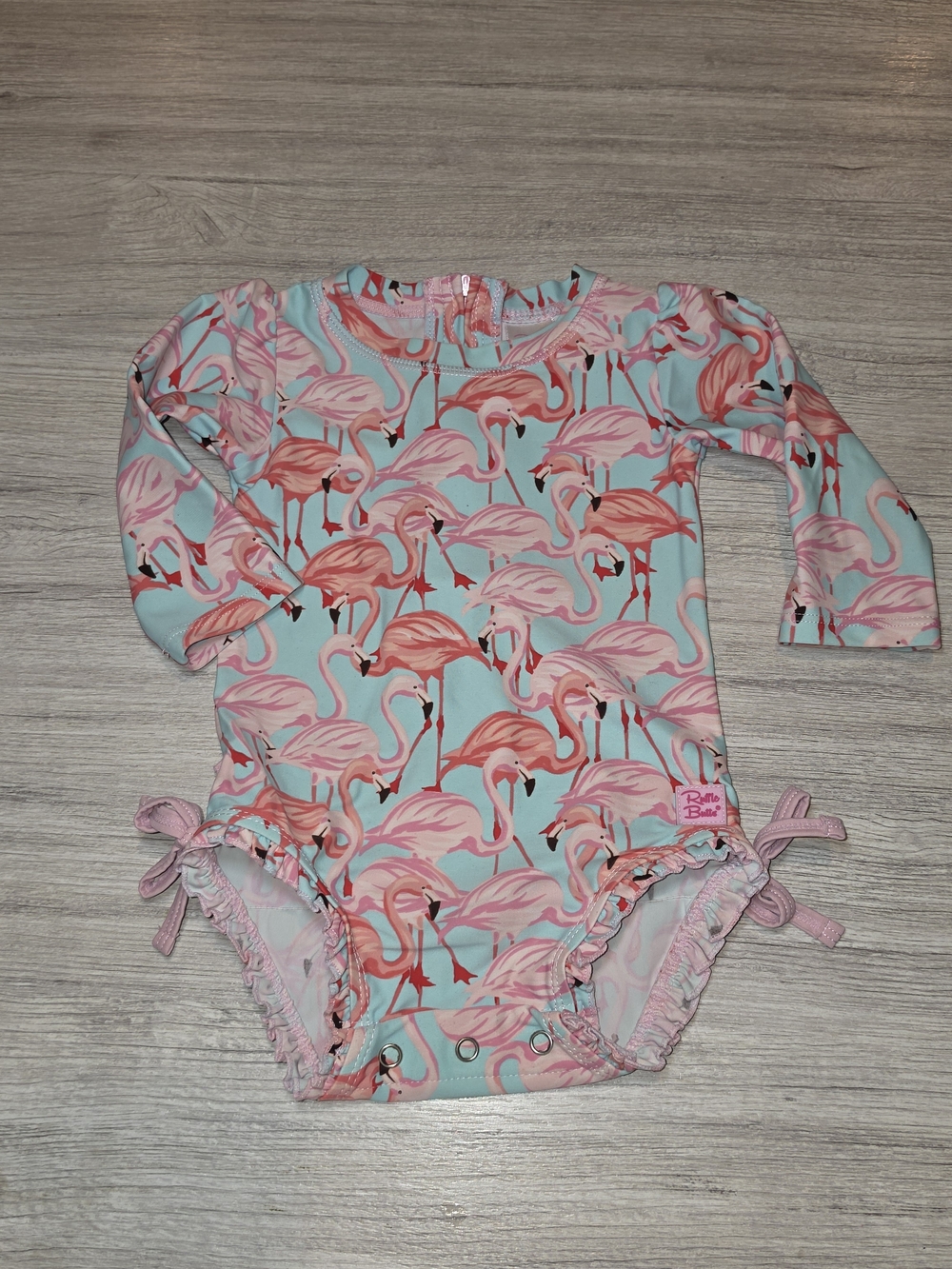 Ruffle Butts Baby Girls Long Sleeve One Piece Rash Guard Swimsuit 6-12 Months A2
